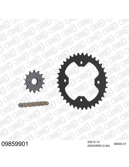 Kit chaine 520 AFAM - Couronne acier - Type de chaine au choix - POLARIS 500 petites rouesEDATOR 2003-2004