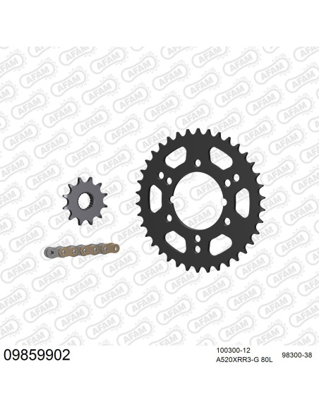 Kit chaine 520 AFAM - Couronne acier - Type de chaine au choix - POLARIS 500 SPORTSMAN 6X6 2001-2008