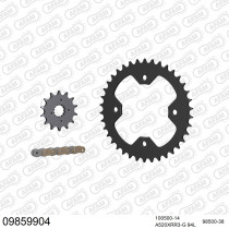 Kit chaine 520 AFAM - Couronne acier - Type de chaine au choix - POLARIS 500 petites rouesEDATOR 2005-2007