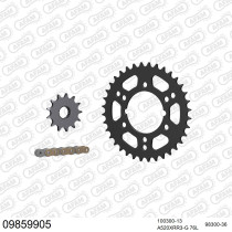 Kit chaine 520 AFAM - Couronne acier - Type de chaine au choix - POLARIS 500 SCRAMBLER 4X4 2000-2011