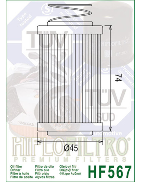 Filtre à huile Hiflofiltro HF567 MV Agusta