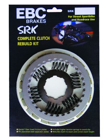 Kit disques d'embrayage garnis + disques lisses + ressorts EBC - SRK Aramid Fiber - KAWASAKI
