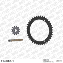 Kit chaine 520 AFAM - Couronne acier - Type de chaine au choix - BAROSSA 170 MAGNA 2003-2005