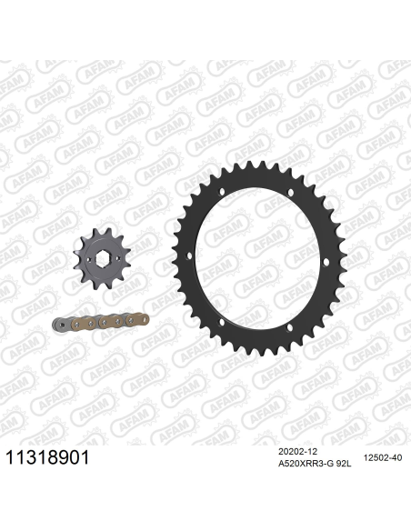Kit chaine 520 AFAM - Couronne acier - Type de chaine au choix - BAROSSA 170 MAGNA 2003-2005