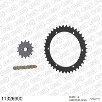 Kit chaine 520 AFAM - Couronne acier - Type de chaine au choix - BAROSSA 250 Q-BACK / SIL-HAK 2003-2005