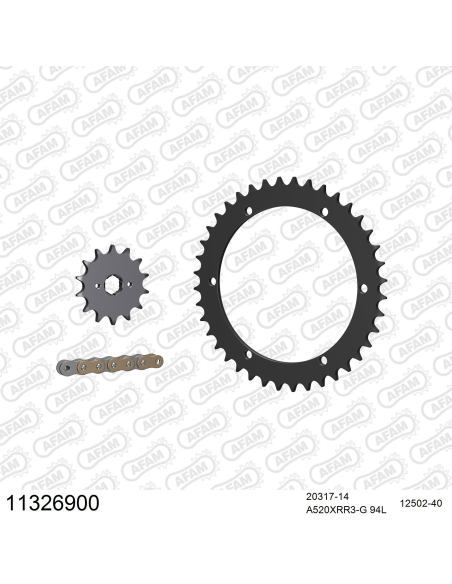 Kit chaine 520 AFAM - Couronne acier - Type de chaine au choix - BAROSSA 250 Q-BACK / SIL-HAK 2003-2005