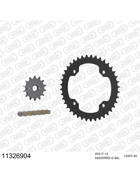 Kit chaine 520 AFAM - Couronne acier - Type de chaine au choix - BAROSSA 250 SILVERHAWK INV. 2006-2007