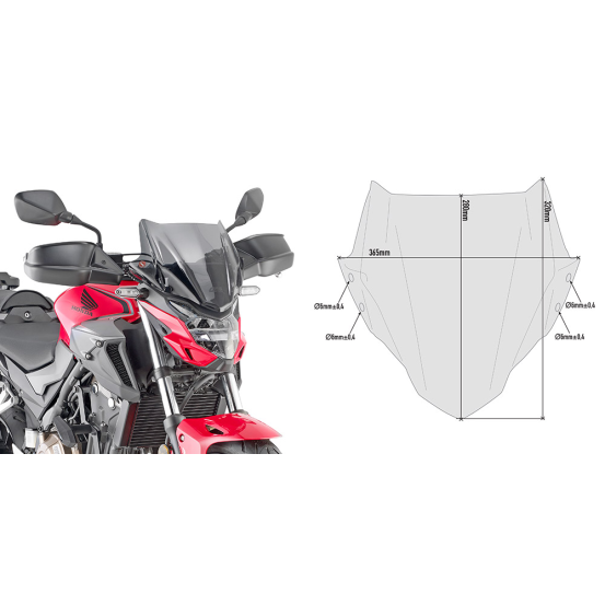 Bulle Givi 1176A CF MOTO - HONDA - KAWASAKI - Fumé
