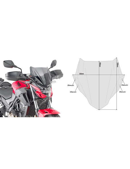 Bulle Givi 1176A CF MOTO - HONDA - KAWASAKI - Fumé