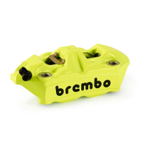 Etrier de frein droit M4 radial BREMBO Monobloc moulé - Entraxe 100mm - jaune fluo logo noir
