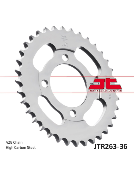 Couronne acier JT - 36 dents - Pas 428 - Réf JTR263.36