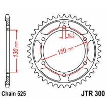 Couronne acier zinc noir JT - Pas 525 - Nombre de dents au choix
