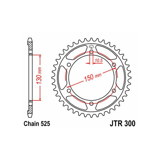 Couronne acier zinc noir JT - Pas 525 - Nombre de dents au choix