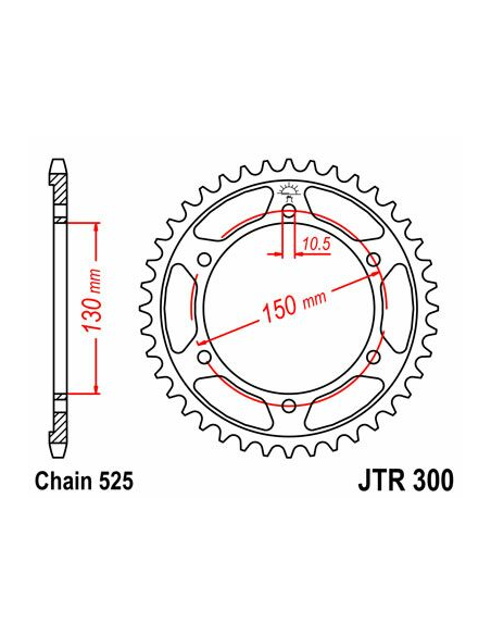 Couronne acier zinc noir JT - Pas 525 - Nombre de dents au choix
