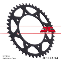 Couronne acier zinc noir JT - 43 dents - Pas 520 - Réf JTR487.43ZBK