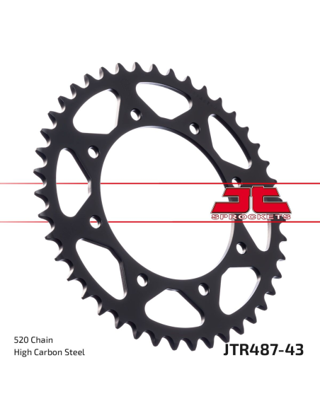 Couronne acier zinc noir JT - 43 dents - Pas 520 - Réf JTR487.43ZBK