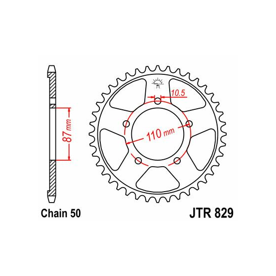 Couronne acier zinc noir JT - Pas 530 - Nombre de dents au choix