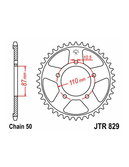 Couronne acier zinc noir JT - Pas 530 - Nombre de dents au choix
