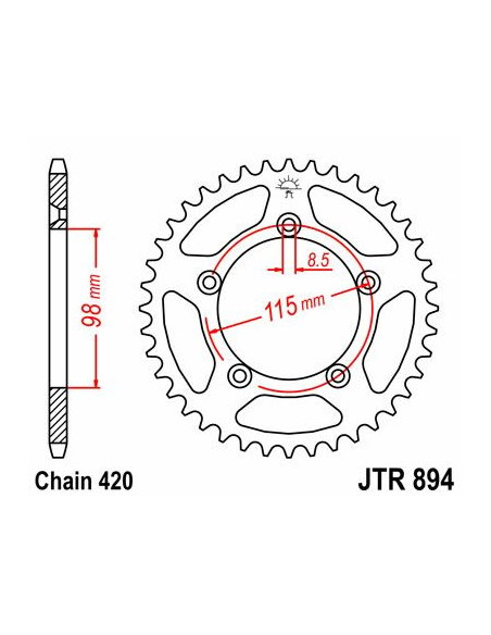 Couronne acier zinc noir JT - Pas 420 - Nombre de dents au choix