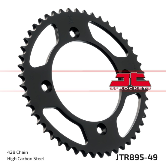 Couronne acier zinc noir JT - 49 dents - Pas 428 - Réf JTR895.49ZBK