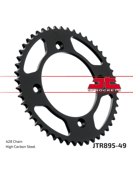 Couronne acier zinc noir JT - 49 dents - Pas 428 - Réf JTR895.49ZBK