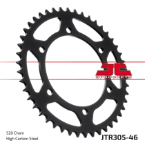 Couronne acier zinc noir JT - 46 dents - Pas 520 - Réf JTR305.46ZBK