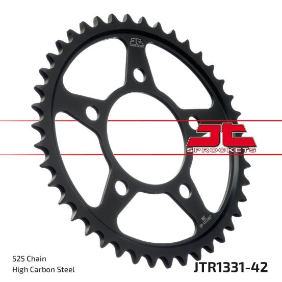 Couronne acier zinc noir JT - 42 dents - Pas 525 - Réf JTR1331.42ZBK