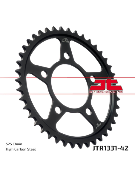 Couronne acier zinc noir JT - 42 dents - Pas 525 - Réf JTR1331.42ZBK