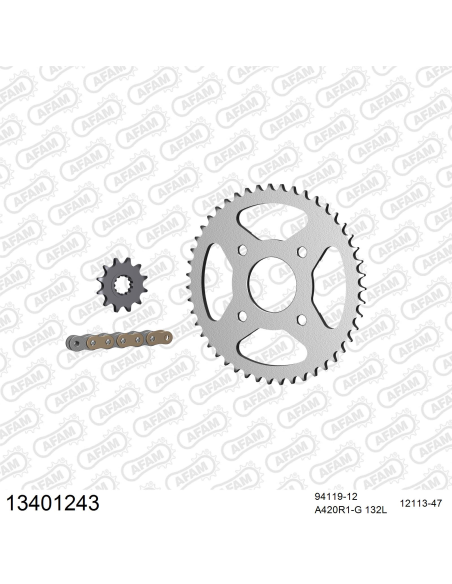 Kit chaine 420 AFAM - Couronne acier - Type de chaine au choix - MBK 50 X-POWER 2000-2002