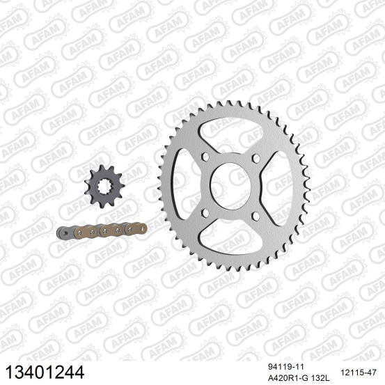 Kit chaine 420 AFAM - Couronne acier - Type de chaine au choix - MBK 50 X-POWER 2003-2006