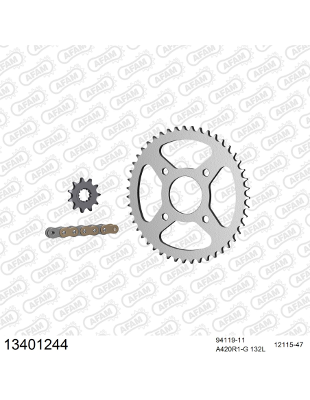 Kit chaine 420 AFAM - Couronne acier - Type de chaine au choix - MBK 50 X-POWER 2003-2006