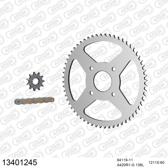 Kit chaine 420 AFAM - Couronne acier - Type de chaine au choix - MBK 50 X-POWER SM 2007-2011