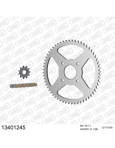 Kit chaine 420 AFAM - Couronne acier - Type de chaine au choix - MBK 50 X-POWER SM 2007-2011