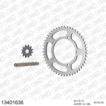 Kit chaine 420 AFAM - Couronne acier - Type de chaine au choix - MBK 50 X-LIMIT SM 2002