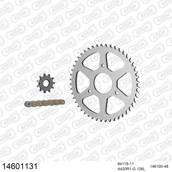 Kit chaine 420 AFAM - Couronne acier - Type de chaine au choix - MALAGUTI DRAKON 50 2005-2009