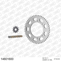 Kit chaine 420 AFAM - Couronne acier - Type de chaine au choix - MALAGUTI XTM 50 2003-2006