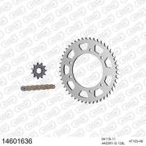 Kit chaine 420 AFAM - Couronne acier - Type de chaine au choix - MALAGUTI XSM 50 2003-2006