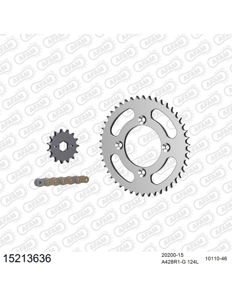 Kit chaine 428 AFAM - Couronne acier - Type de chaine au choix - AJP 125 PR3 SUPERMOTO PRO 2008-2015