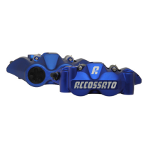 Paire d'étriers de freins radiaux monoblocs forgés anodisés bleus ACCOSSATO - Pistons alu - Entraxe 108mm - Plaquettes fritté