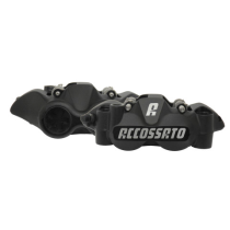Paire d'étriers de freins radiaux monoblocs forgés anodisés noirs ACCOSSATO - Pistons alu - Entraxe 108mm - Plaquettes cérami