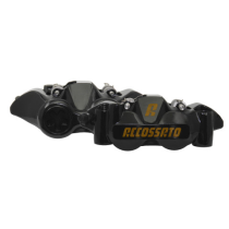 Paire d'étriers de freins radiaux monoblocs forgés noirs ACCOSSATO - Pistons alu - Entraxe 108mm - Plaquettes frittées incluses
