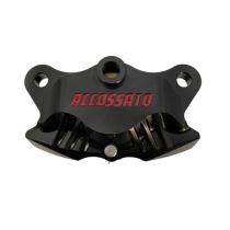 Etrier de frein axial arrière usiné CNC anodisé noir ACCOSSATO - Entraxe 84 mm - Plaquettes organiques incluses