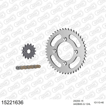 Kit chaine 428 AFAM - Couronne acier - Type de chaine au choix - AJP 200 PR3 SUPERMOTO PRO 2008-2011