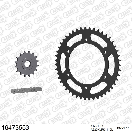 Kit chaine 520 AFAM - Couronne acier - Type de chaine au choix - BMW G 650 GS SERTAO 2012-2014