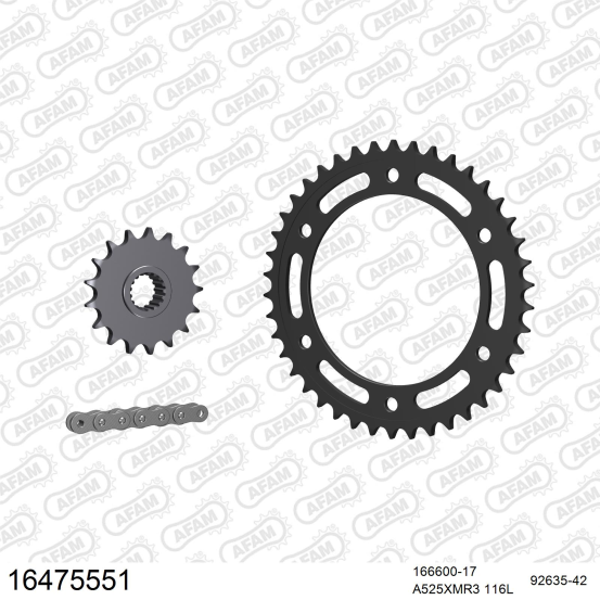 Kit chaine 525 AFAM - Couronne acier - Type de chaine au choix - BMW F 700 GS BOLTS 10.5MM 2011-2018