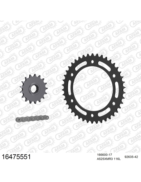 Kit chaine 525 AFAM - Couronne acier - Type de chaine au choix - BMW F 700 GS BOLTS 10.5MM 2011-2018