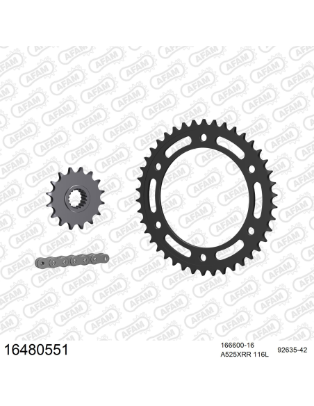 Kit chaine 525 AFAM - Couronne acier - Type de chaine au choix - BMW F 800 GS BOLTS 10.5MM 2006-2018