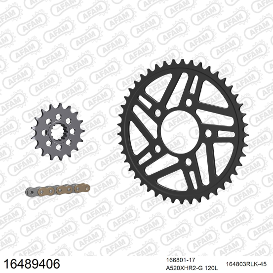 Kit chaine 520 AFAM - Couronne acier - Type de chaine au choix - RACE BMW S 1000 RR roues forgées 2014-2018