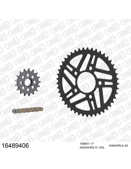 Kit chaine 520 AFAM - Couronne acier - Type de chaine au choix - RACE BMW S 1000 RR roues forgées 2014-2018