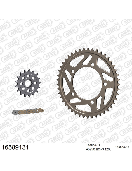 Kit chaine 525 AFAM - Couronne alu anti-boue - Type de chaine au choix - BMW S 1000 R 2013-2020